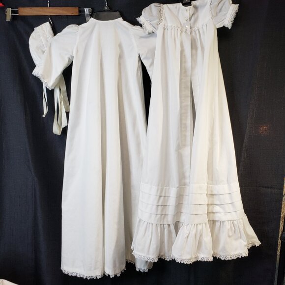 Beautiful Vintage White Lace Baby Christening Gown 3pc Set with Cap Newborn - Picture 8 of 11